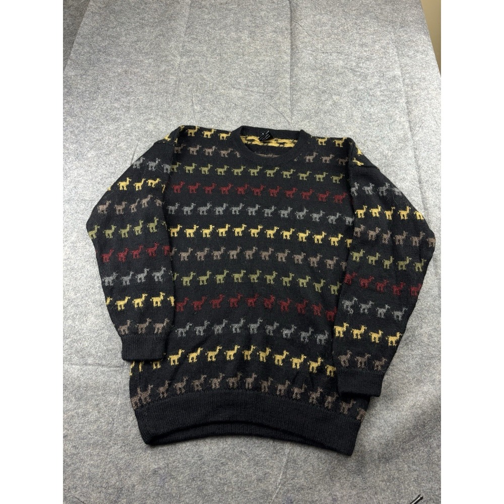 VTG Amanta Colorful Alpaca Pattern Sweater Colorful 100% Alpaca 90s Retro Mens S